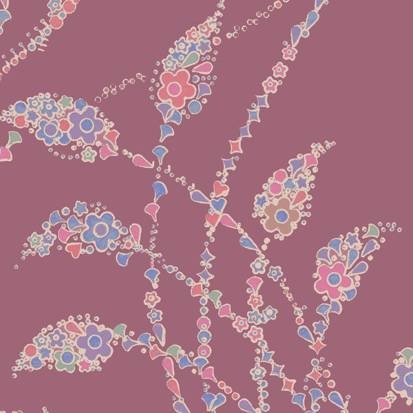 Floral Flow Matte Wallpaper Raspberry