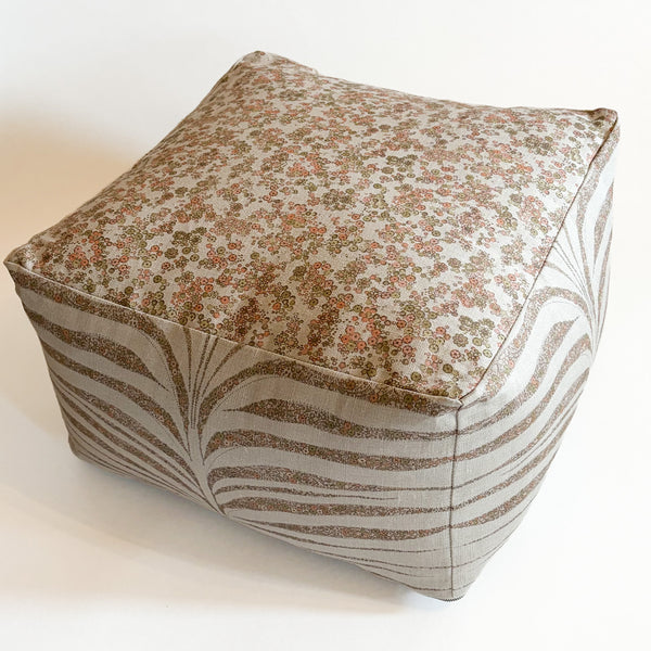 Garden Zebra- Linen-Pouf- 20" Color Moss & Mallow