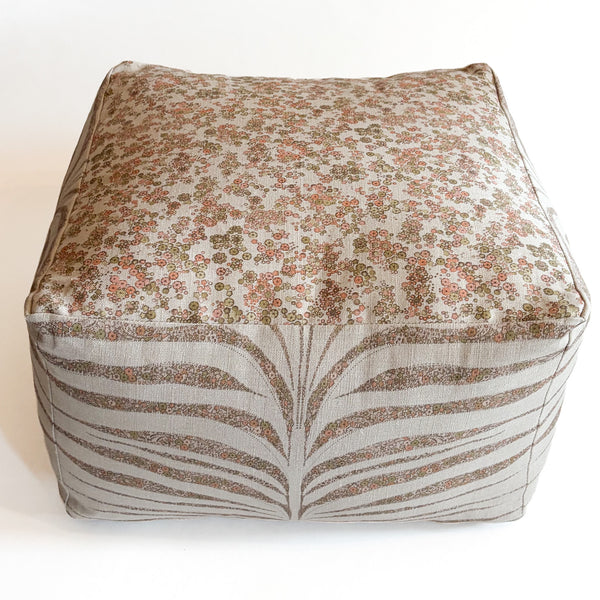 Garden Zebra- Linen-Pouf- 20" Color Moss & Mallow