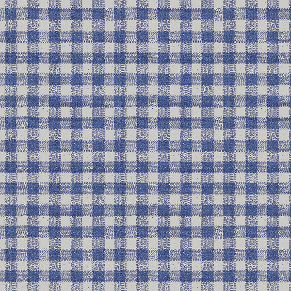 Big Dot Gingham Heavy Linen - Natural Linen/Royal