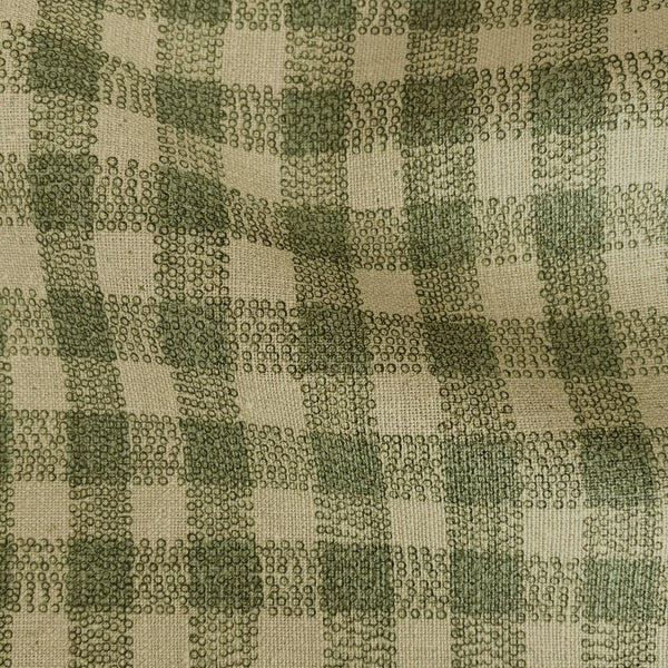 Big Dot Gingham Heavy Linen- Natural Linen/Olive