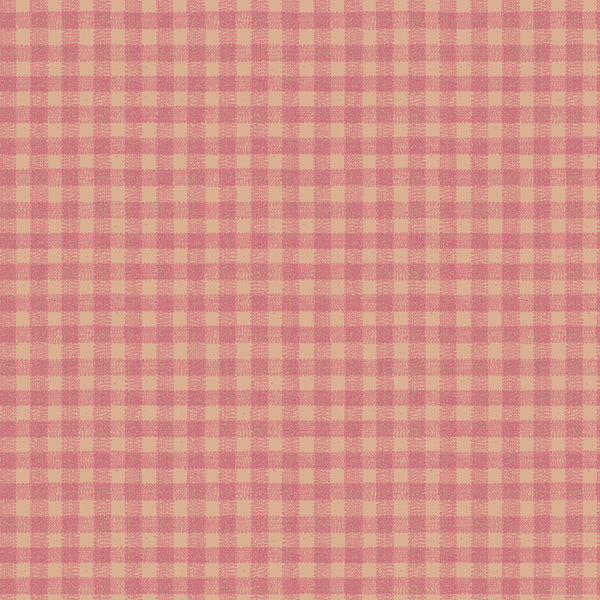 Dot Gingham Linen - Caramel/Pink