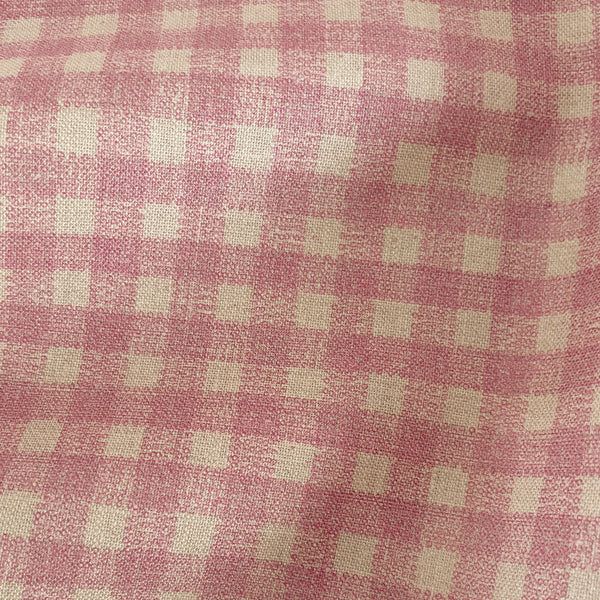 Dot Gingham Linen - Caramel/Pink