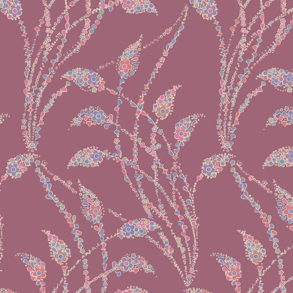 Flora Flow Matte Wallpaper Raspberry