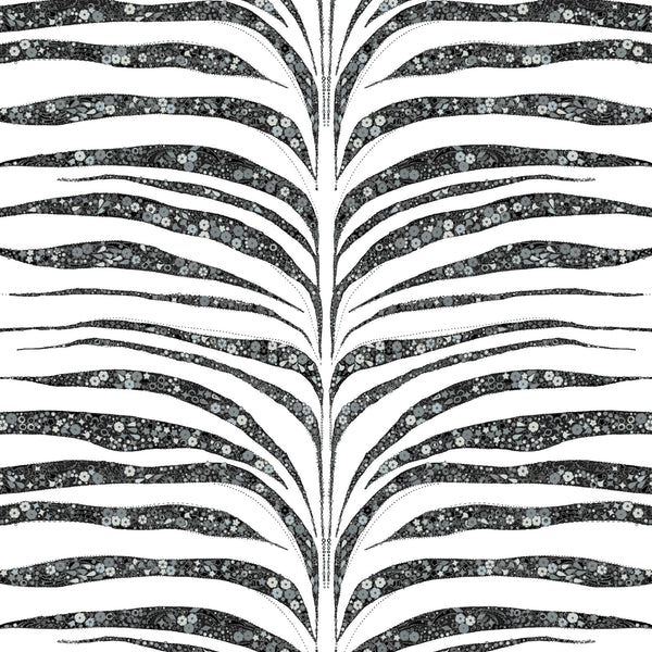 Garden Zebra Matte Wallpaper – White Black