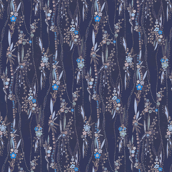 Garden Grow Matte Wallpaper-Cobalt