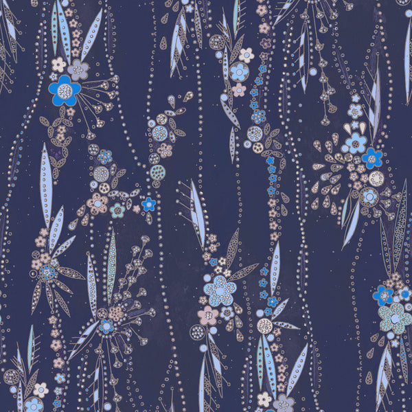 Garden Grow Matte Wallpaper-Cobalt