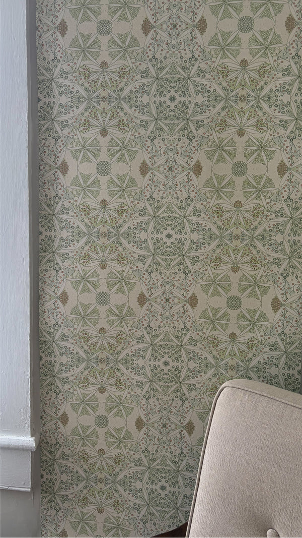 Bloomful Geometry Matte Wallpaper – Woodbine