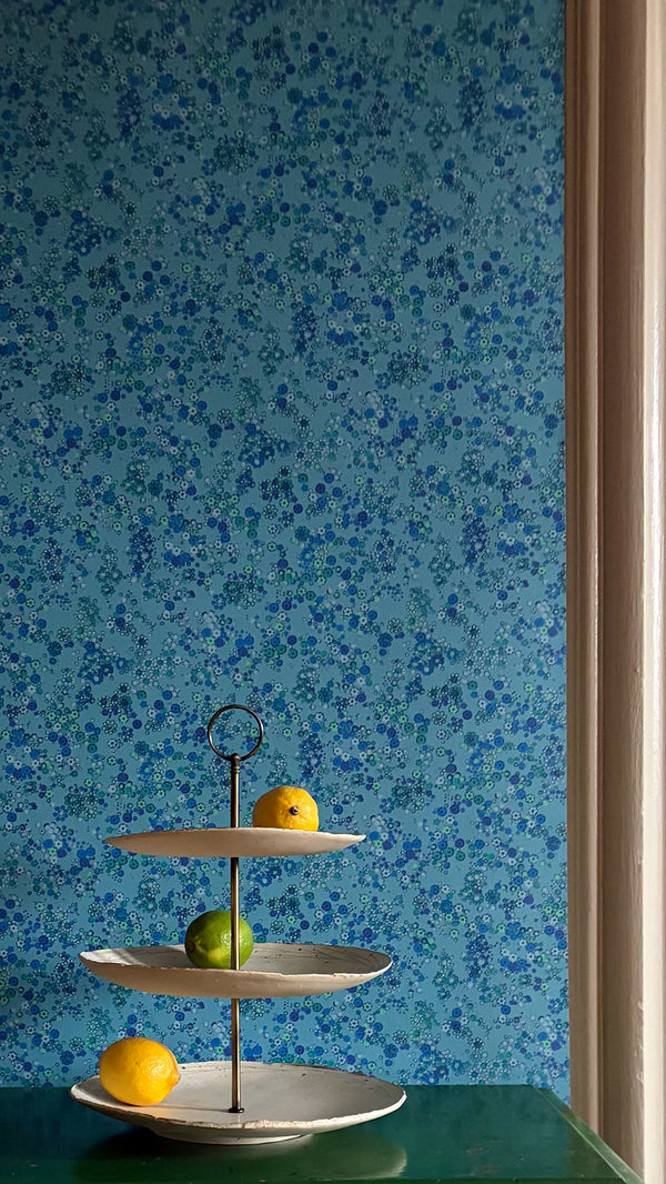 Field Flower Matte Wallpaper – Cerulean
