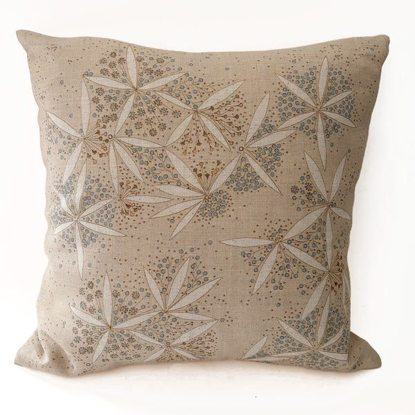 Pollen Abundance Pillow 18"x18" Natural Linen/Powder Blue