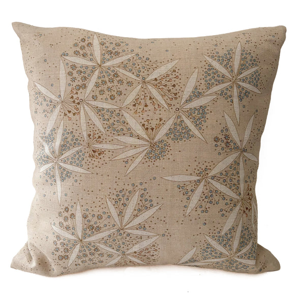 Pollen Abundance Pillow 18"x18" Natural Linen/Powder Blue