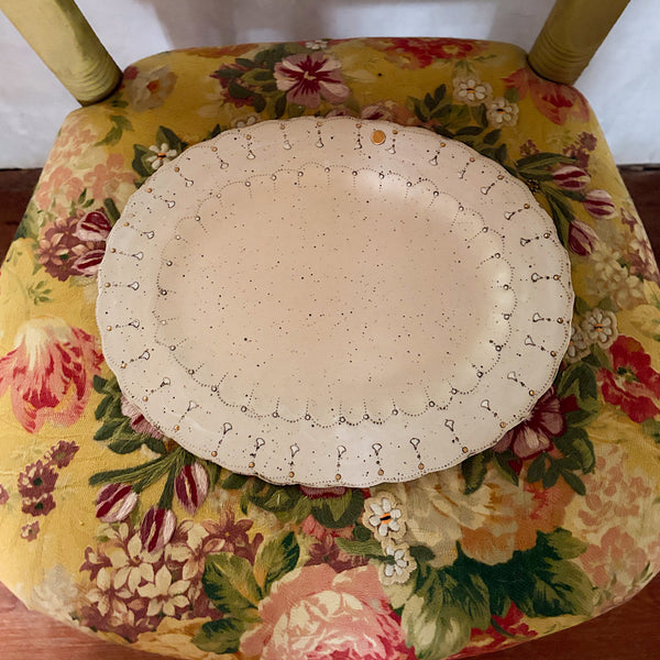 Scalloped  Platter- Sepia with Gold