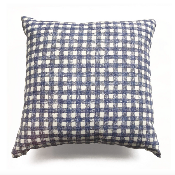 Dot Gingham Reversible Linen Pillow Cobalt 18x18